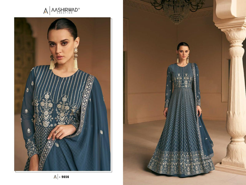 Aashirwad Creation Almora Real Georgette With Heavy Embroidery Designer Ready Made Suits
