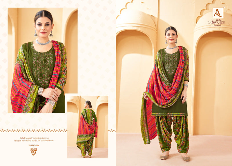 Alok Suit Amber Patiyala Edition Vol 3 Pure Viscose Thread Emnbroidery Diamond Work Salwar Suit
