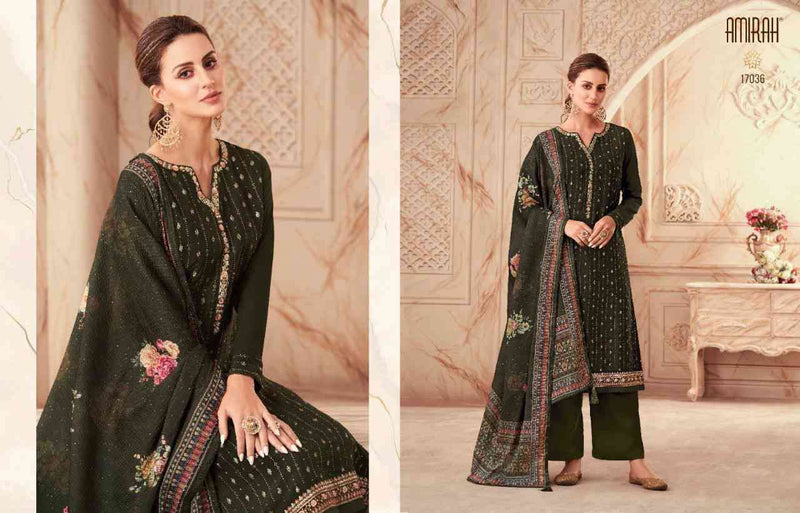 Amirah Libas Chinon Silk Heavy Embrodery Designer Suits