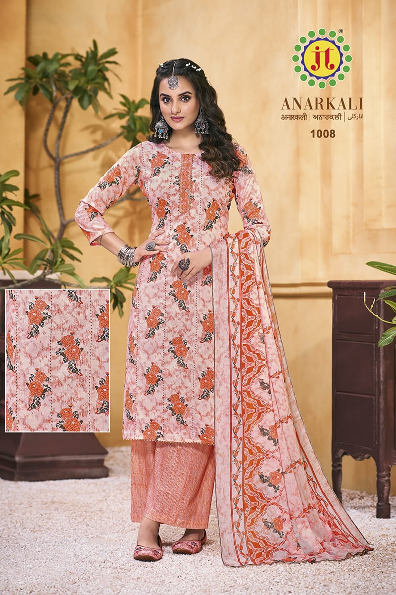 Jt Anarkali Lawn Cotton Print With Fancy Embroidery Work Suits