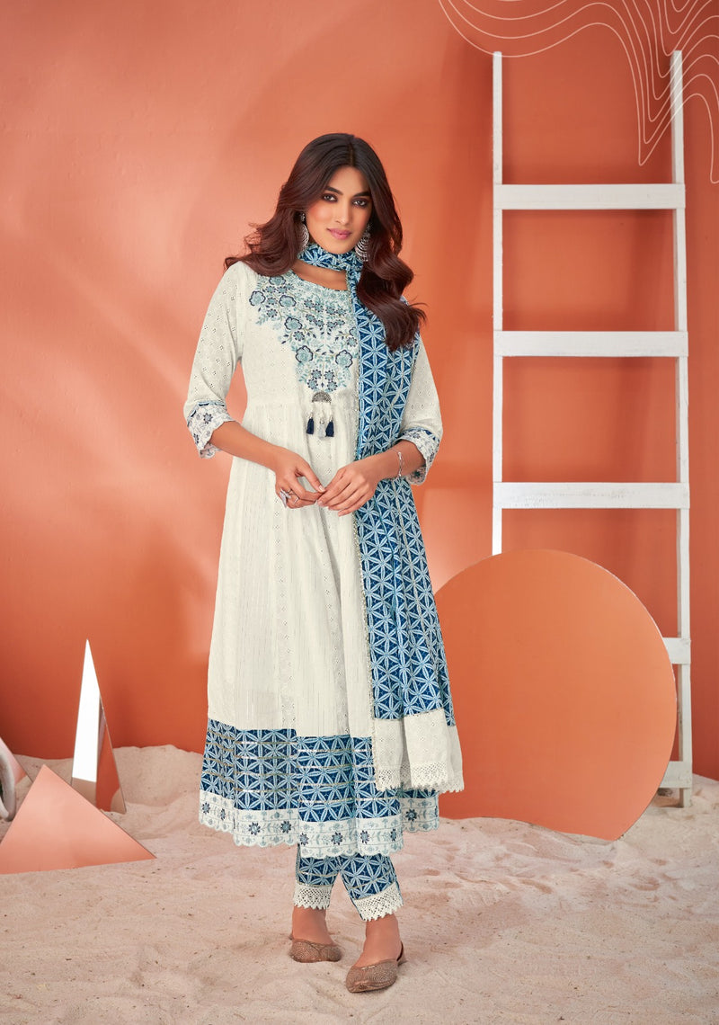 Hiva Designer Anarkali Cotton Heavy Shifli Designer Made Suits