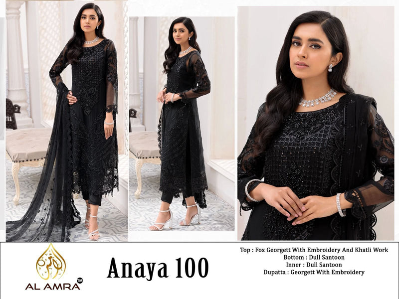 Al Amra Anaya Zf 100 Georgette Heavy Embroidery Pakistani Suit Collection
