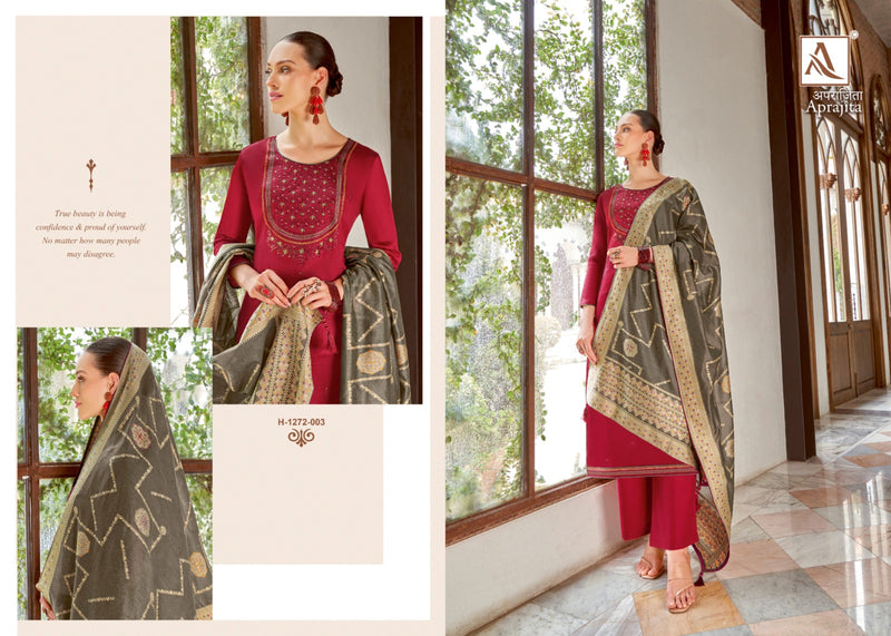 Alok Suits Aprajita Jam Cotton Dyed With Fancy Embroidery Work Designer Suit Collection