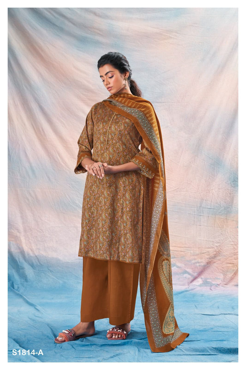 Ganga Astrid 1814 Silk Cotton Printed With Embroidery Fancy Traditional Wear Suits