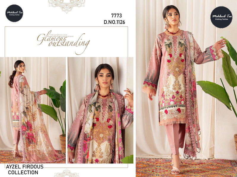Mehbbob Tex Ayzel Firdous Collection Cotton Print With Fancy Embroidery Salwar Kameez