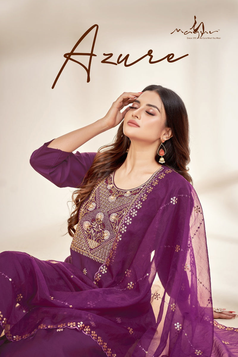 Mayur Azure Viscose Silk Beautiful Designer Work Salwar Suits