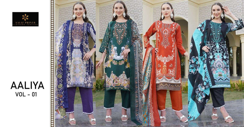 Aaliz Prints Aaliya Vol 1 Embroidered Cotton Digital Print Work Salwar Kameez