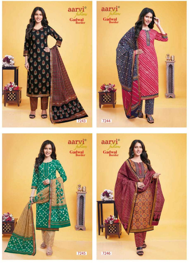 Aarvi Fashion Gadwal Border Vol 9 Cambric Cotton Casual Daily Wear Readymade Suit