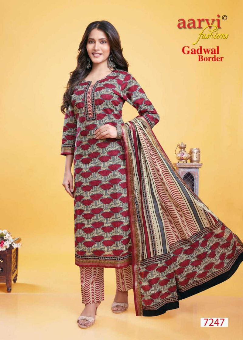 Aarvi Fashion Gadwal Border Vol 9 Cambric Cotton Casual Daily Wear Readymade Suit