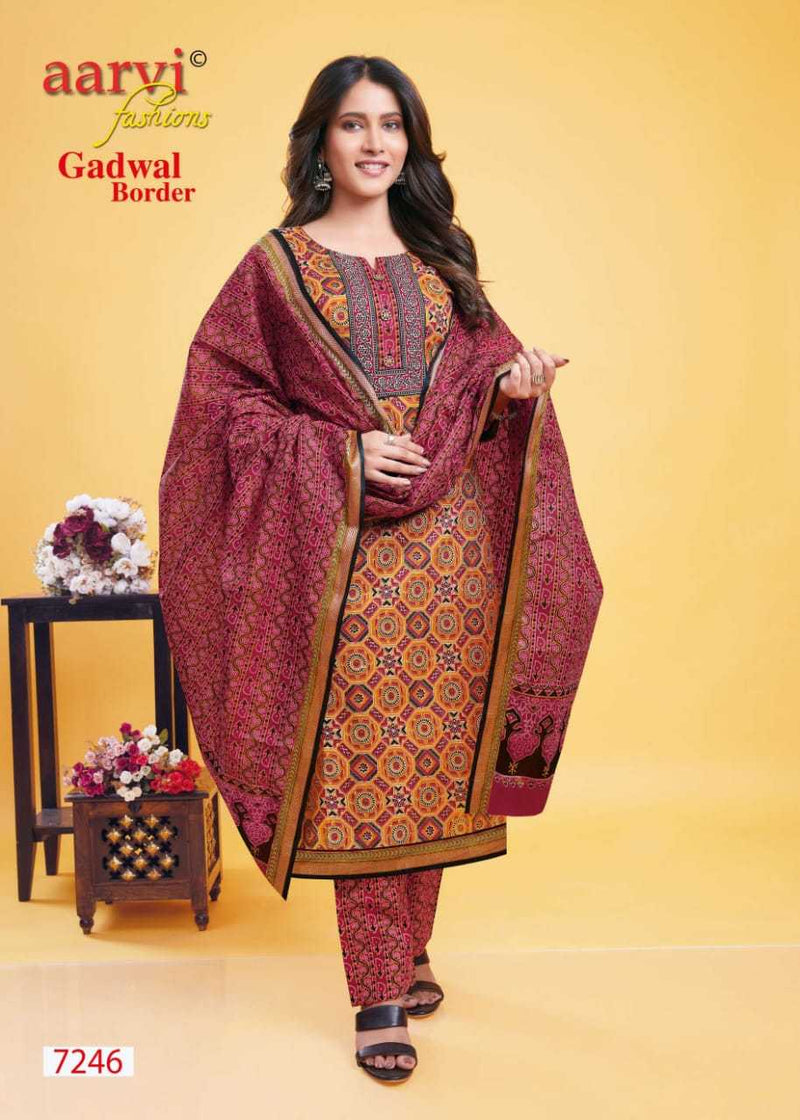 Aarvi Fashion Gadwal Border Vol 9 Cambric Cotton Casual Daily Wear Readymade Suit