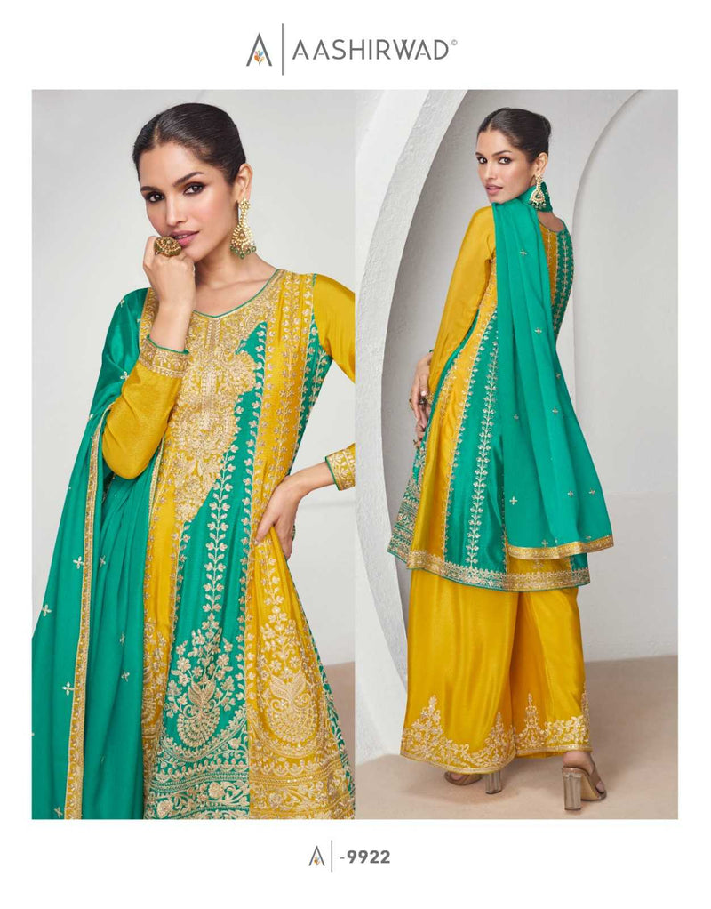 Aashirwad Creation Suhana Premium Chinon Silk With Heavy Embroidery Work Classic Collection Salwar Kameez