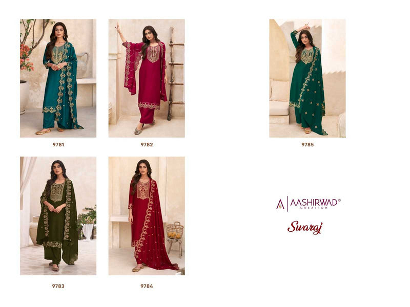 Aashirwad Creation Swaraj 9781-9785 Butti Silk Fancy Partywear Salwar Suit