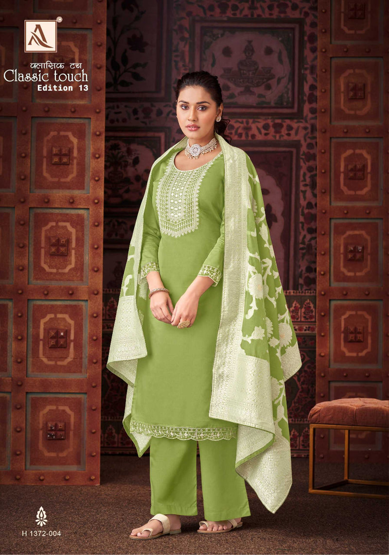 Alok Suit Classic Touch Vol 13 Pure Jam Cotton Lucknowi Thread Work Salwar Suit