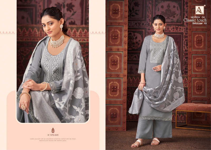 Alok Suit Classic Touch Vol 13 Pure Jam Cotton Lucknowi Thread Work Salwar Suit