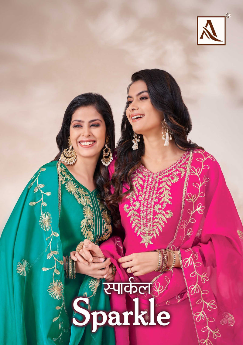 Alok Suit Sparkle Premium Organza Gota Work Embroidered Diamond Work Salwar Suit