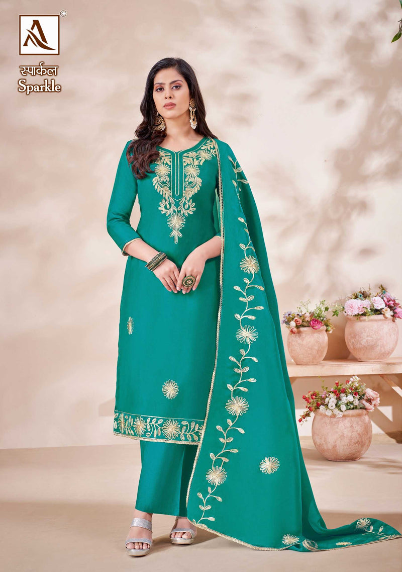 Alok Suit Sparkle Premium Organza Gota Work Embroidered Diamond Work Salwar Suit