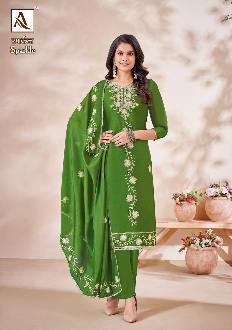 Alok Suit Sparkle Premium Organza Gota Work Embroidered Diamond Work Salwar Suit
