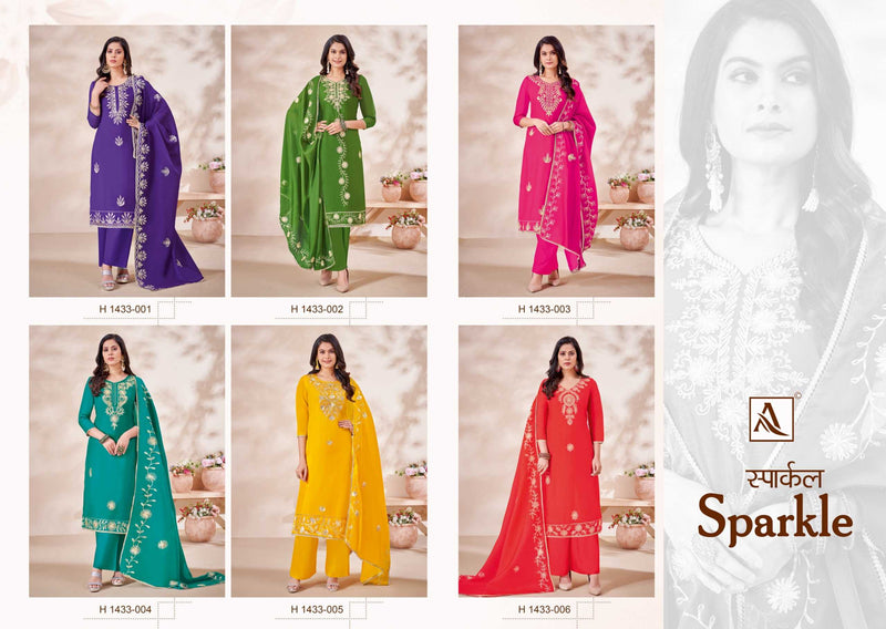 Alok Suit Sparkle Premium Organza Gota Work Embroidered Diamond Work Salwar Suit