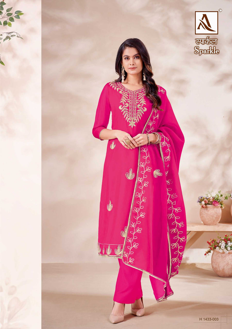 Alok Suit Sparkle Premium Organza Gota Work Embroidered Diamond Work Salwar Suit