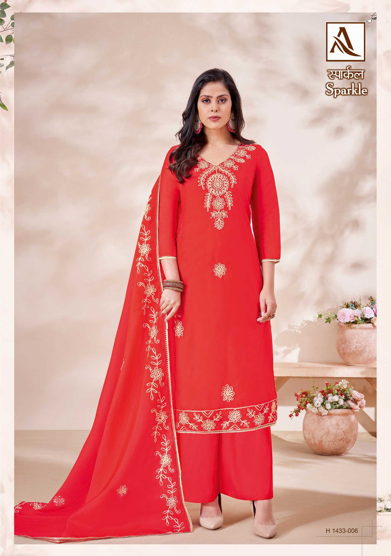 Alok Suit Sparkle Premium Organza Gota Work Embroidered Diamond Work Salwar Suit