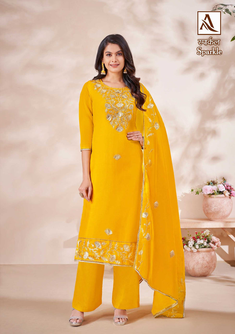 Alok Suit Sparkle Premium Organza Gota Work Embroidered Diamond Work Salwar Suit