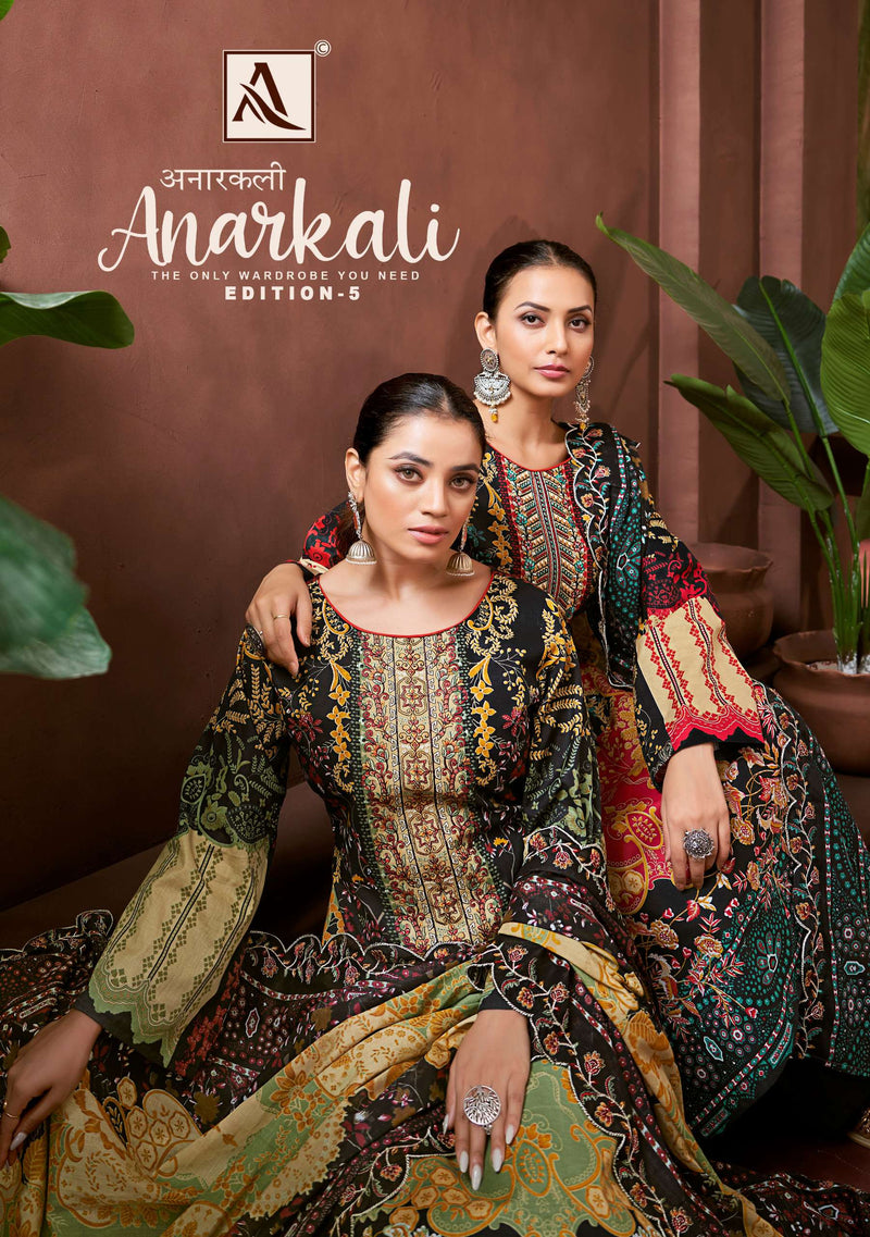 Alok Suits Anarkali Vol 5 Pure Cambric Cotton Embroidered Pakistani Suit