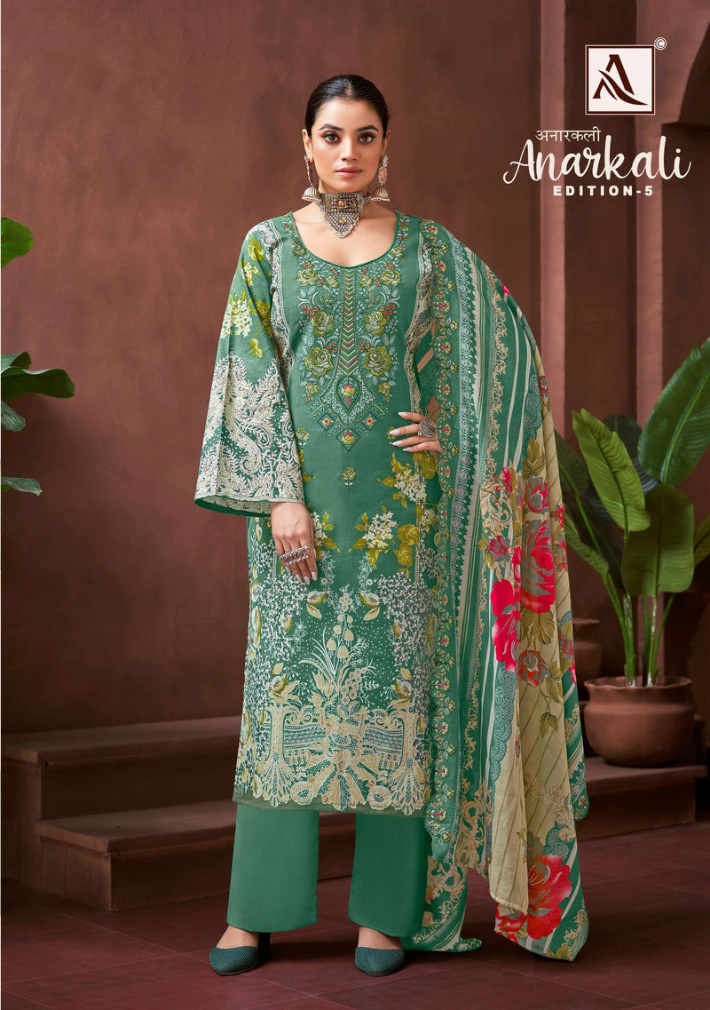 Alok Suits Anarkali Vol 5 Pure Cambric Cotton Embroidered Pakistani Suit