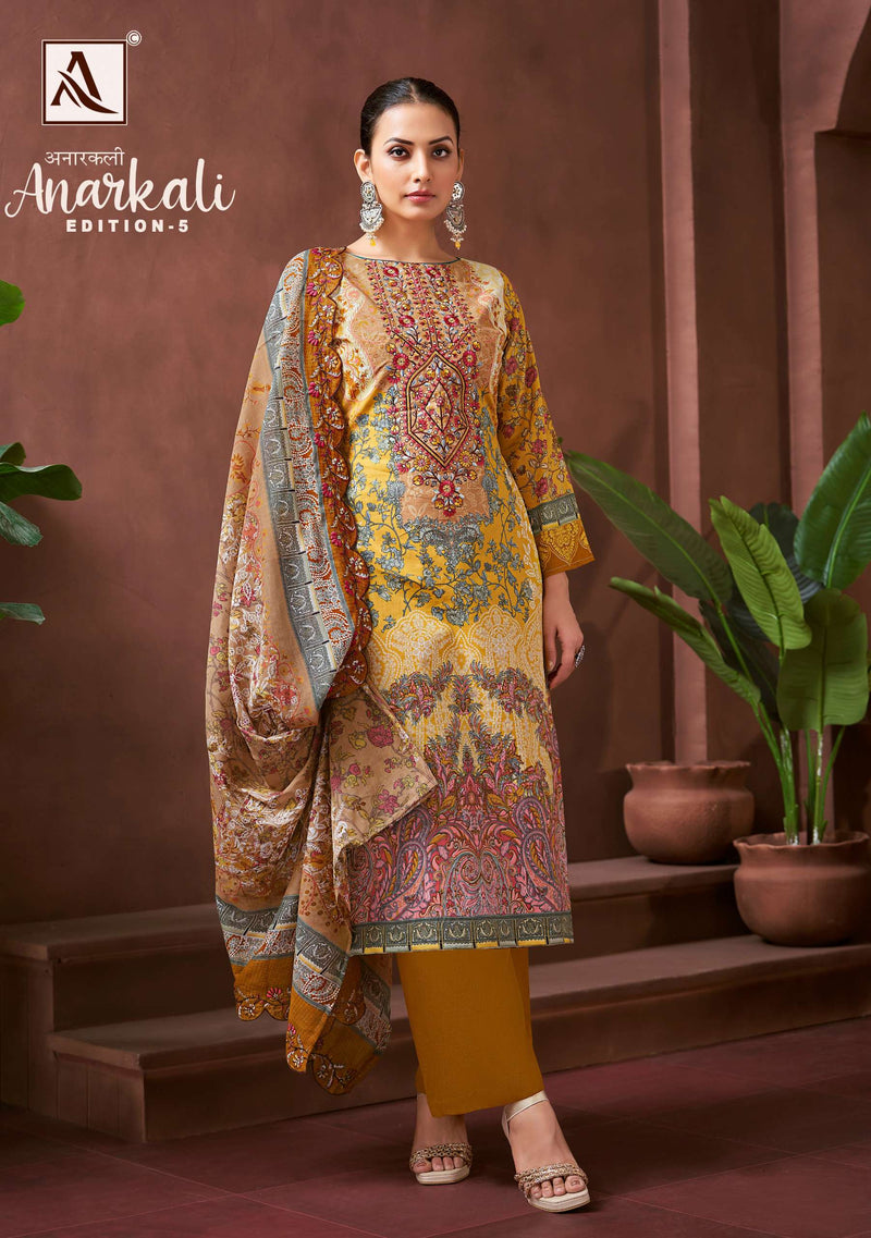Alok Suits Anarkali Vol 5 Pure Cambric Cotton Embroidered Pakistani Suit