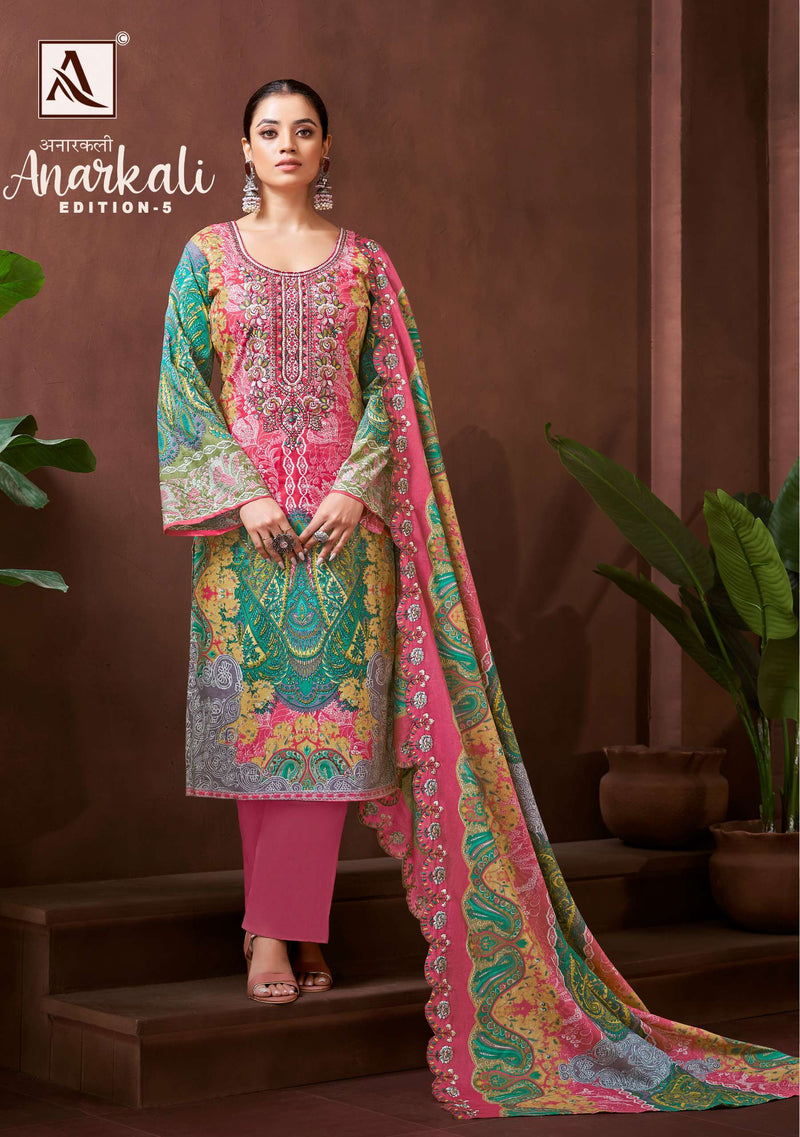 Alok Suits Anarkali Vol 5 Pure Cambric Cotton Embroidered Pakistani Suit