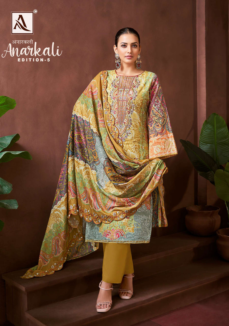 Alok Suits Anarkali Vol 5 Pure Cambric Cotton Embroidered Pakistani Suit