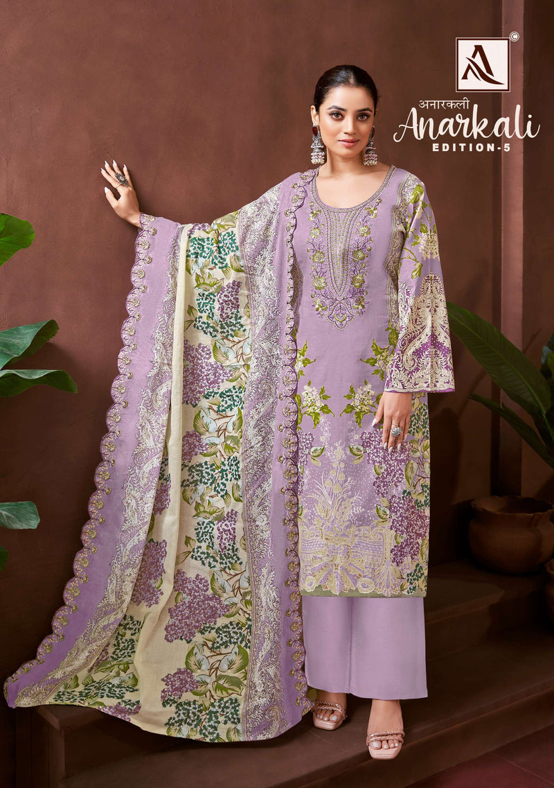 Alok Suits Anarkali Vol 5 Pure Cambric Cotton Embroidered Pakistani Suit