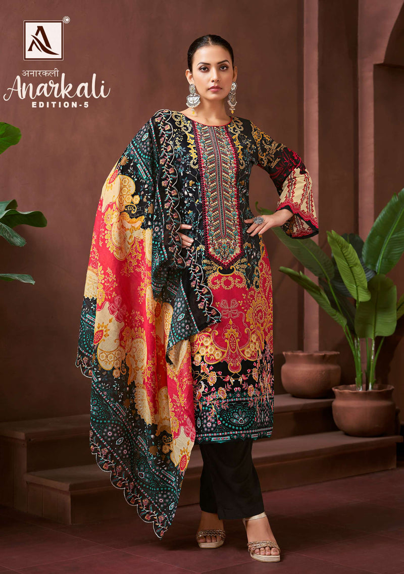 Alok Suits Anarkali Vol 5 Pure Cambric Cotton Embroidered Pakistani Suit