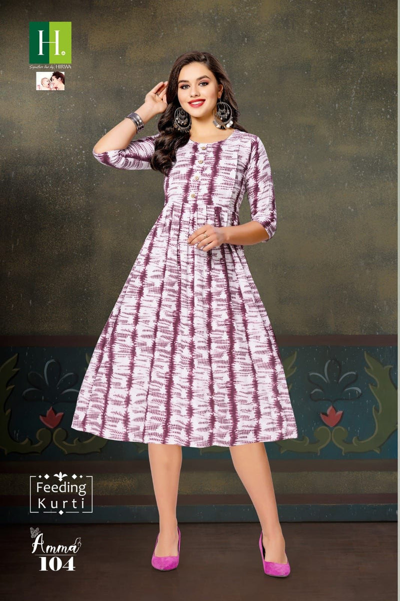 Hirwa Amma Rayon Print Fancy Feeding Pattern Kurtis