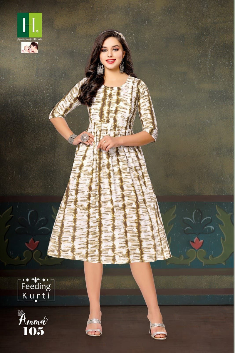 Hirwa Amma Rayon Print Fancy Feeding Pattern Kurtis