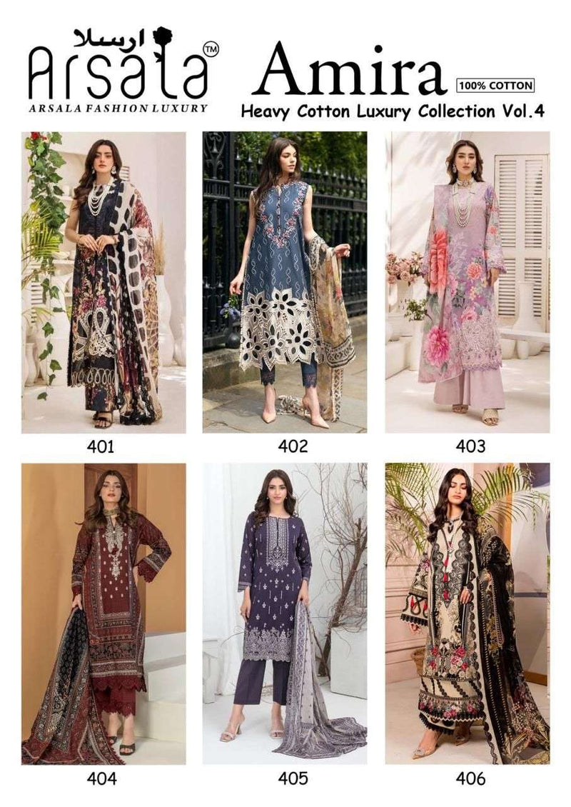 Arsala Fashion Amira Heavy Cotton Luxury Collection Vol 4 Printed Karachi Suit