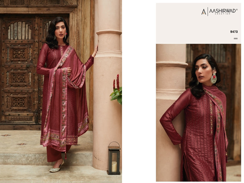 Aashirwad Creation Bandhej Silk Heavy Embroidery Work Fancy Designer Partywear Salwar Suits