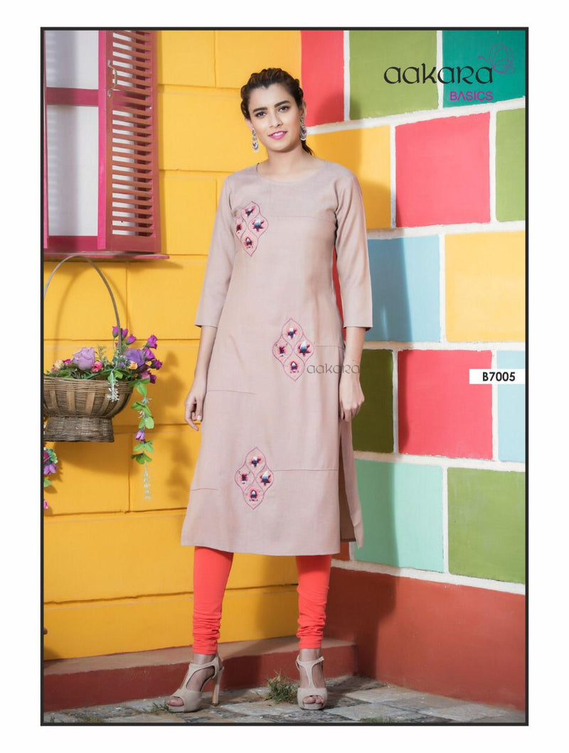 Aakara Basics Vol 7 Rayon With Embroidered Fancy Straight Pret Kurti Collection