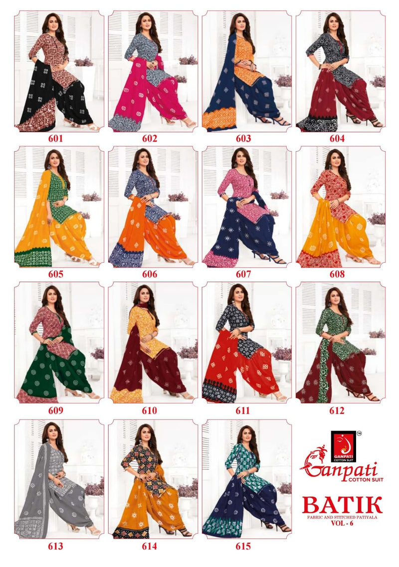 Ganpati Batik Vol 6 Cotton Printed Patiyala Salwar Suits Work Salwar Kameez