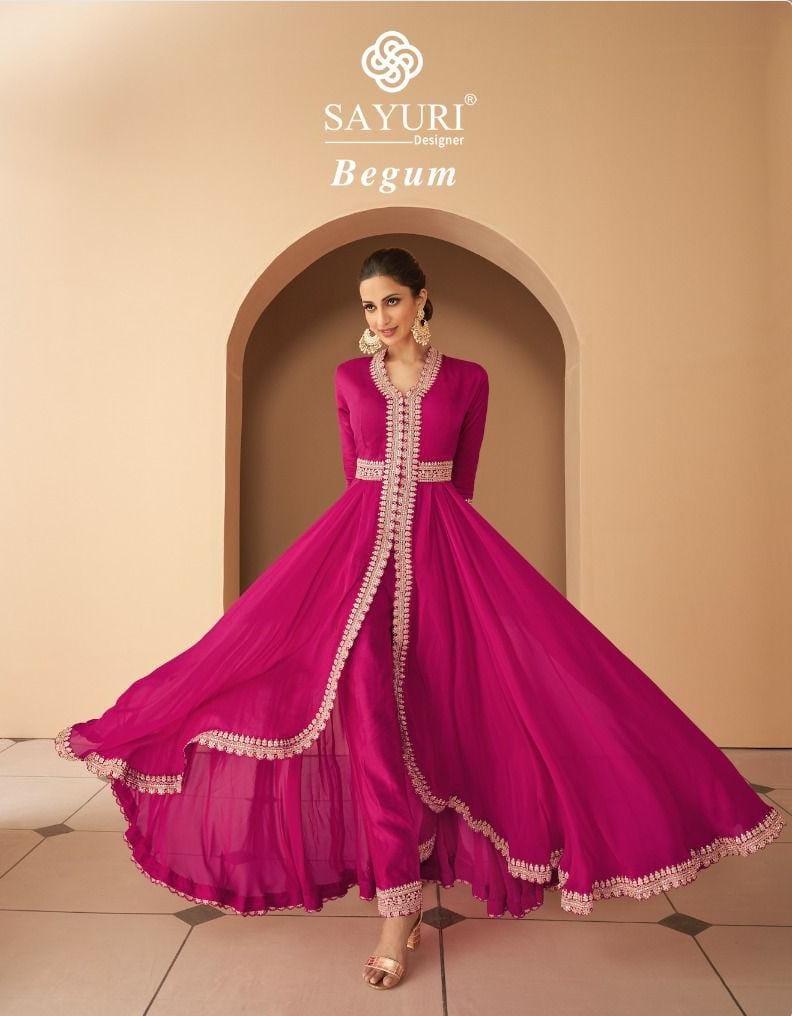 Sayuri Designer Begum Georgette Heavy Embroidery Designer Ready Made Gown Suits