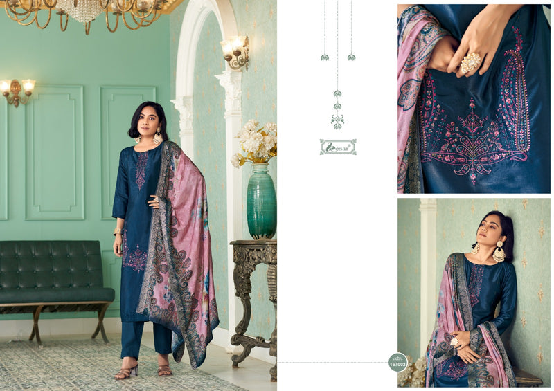 Kesar Begum Pure Viscose Russian Silk Heavy Embroidery Daman Boring Work Fancy Partywear Salwar Suits