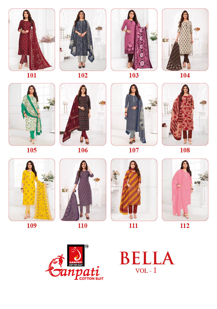 Ganpati Bella Cotton Printed Casual Wear Salwar Suit Collection