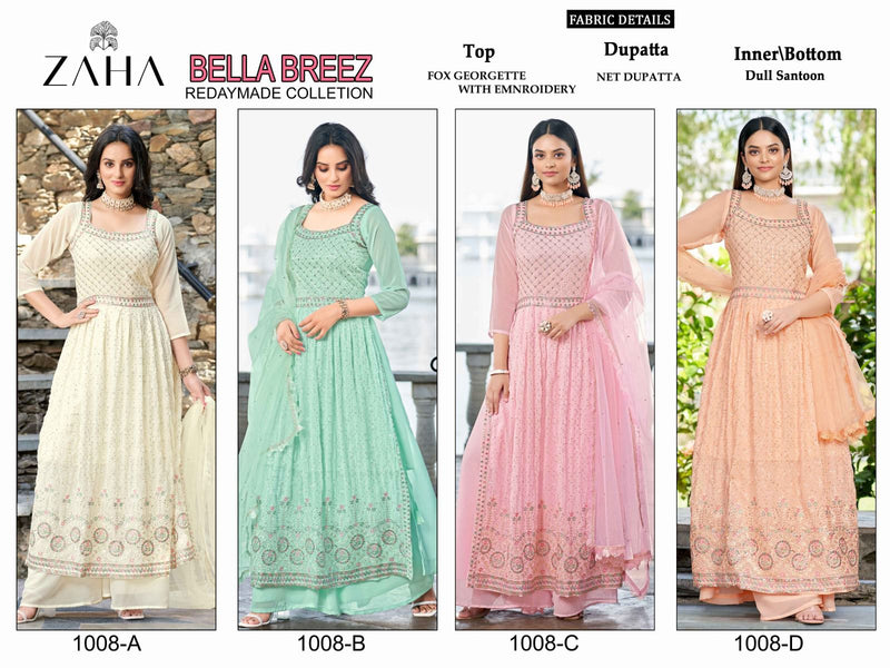 Zaha Bella Breez Georgette With Heavy Embroidered Ready Made Suits