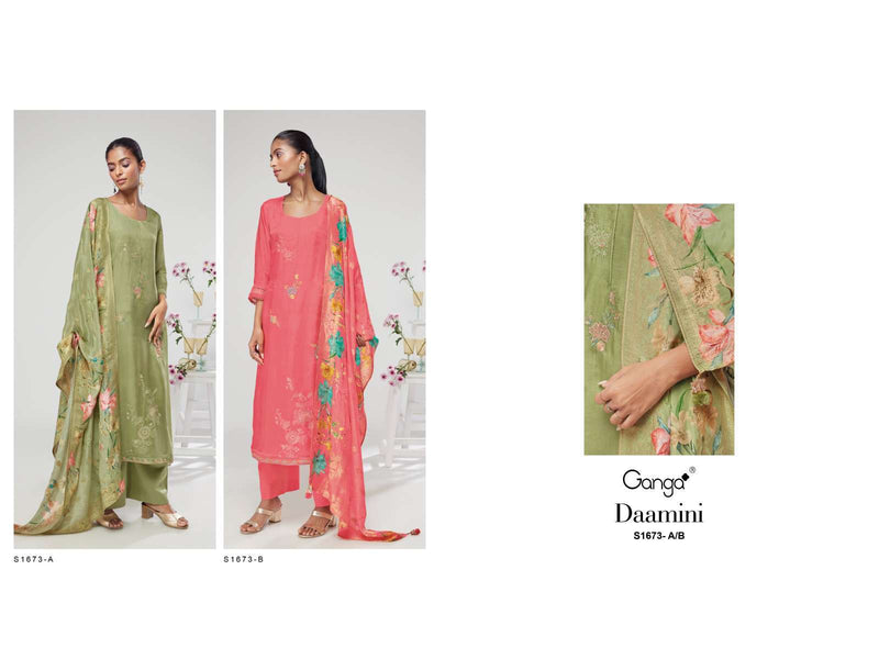 Ganga Daamini 1673 Silk Embroidery Designer Traditional Style Party Wear Suits