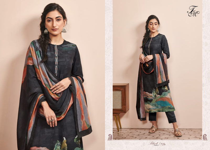 Sahiba Black Queen Muslin Silk Digital Print With Hand Work Designer Fancy Suits