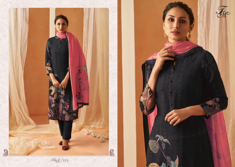 Sahiba Black Queen Muslin Silk Digital Print With Hand Work Designer Fancy Suits