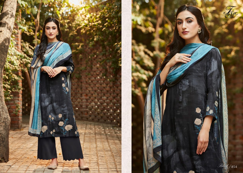 Sahiba Black Queen Muslin Silk Digital Print With Hand Work Designer Fancy Suits