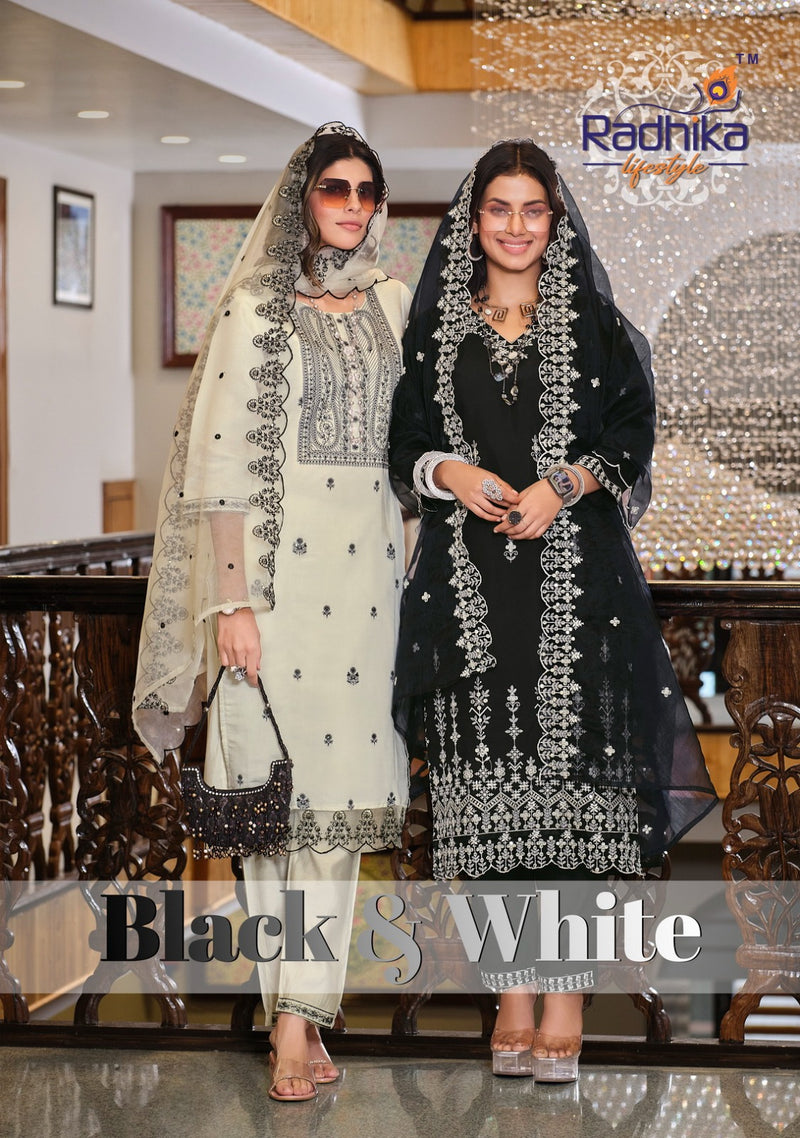 Radhika Life Style Black & White Vol 1 Silk Roman Fancy Designer Kurtis