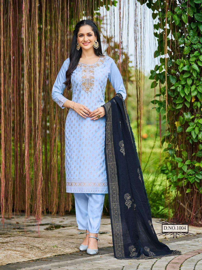 Blue Hills Jawani Viscose Foil Printed With Embroidery Work Fancy Kurti Collection