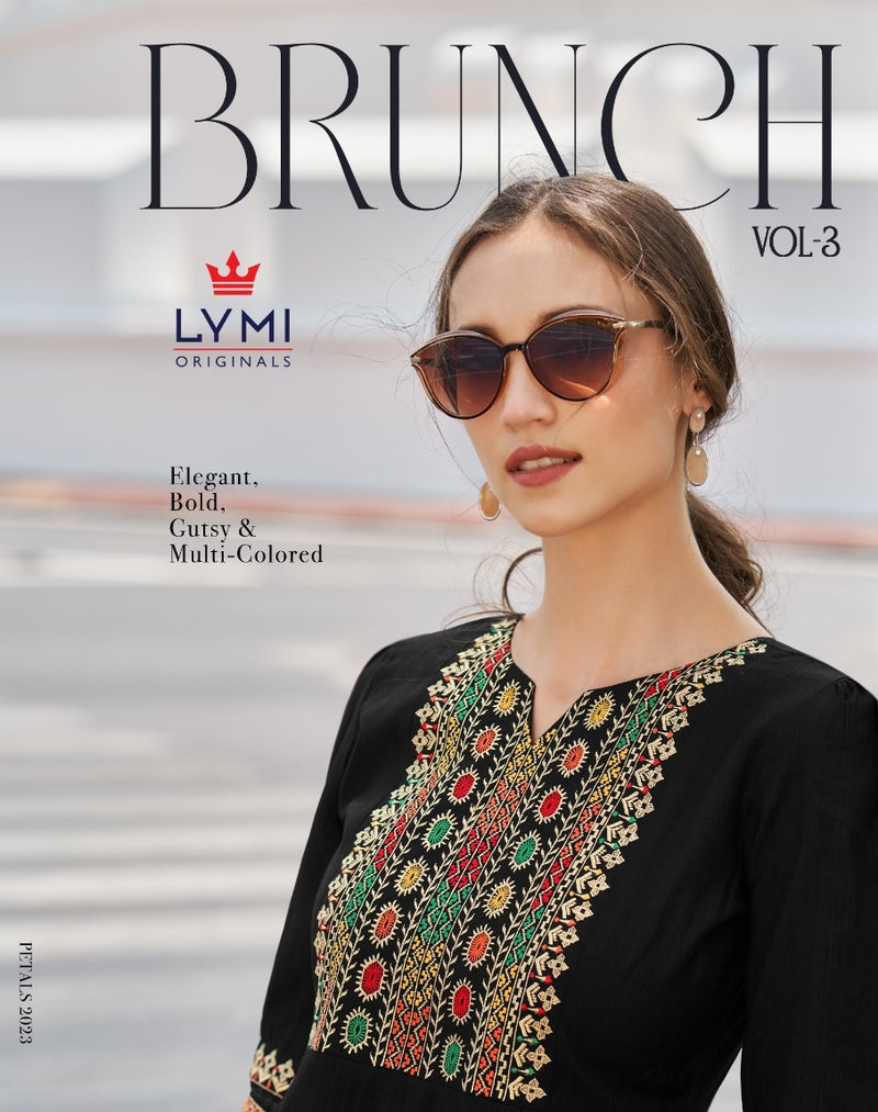 Lymi Brunch Vol 3 Viscose Fancy Embroidery Nack Shiffly Lace Daily Wear Kurti
