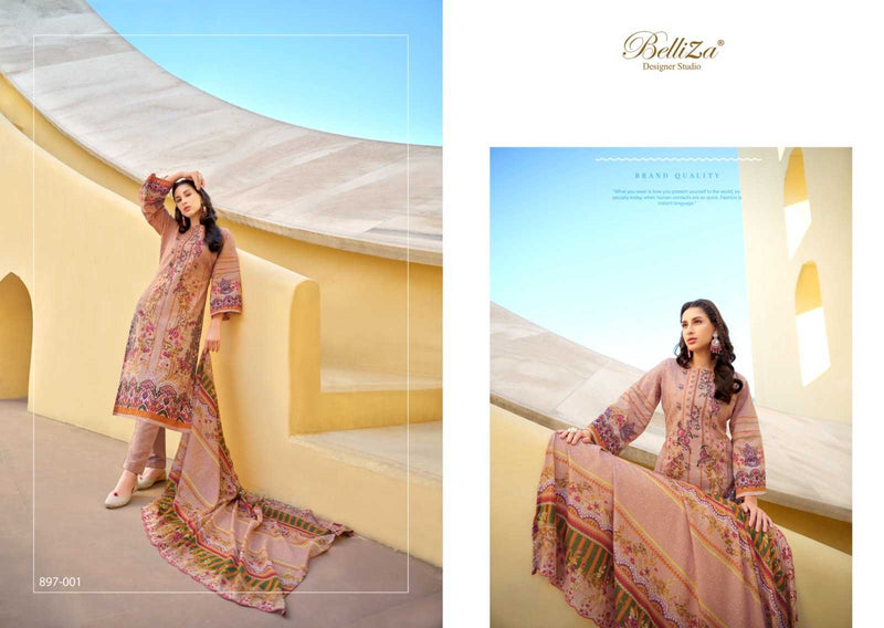 Belliza Designer Studio Guzarish Vol 5 Pure Cotton Digital Print Embroidery Work Suit